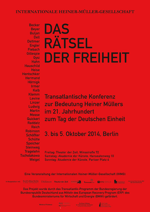 Bard College Berlin's Heiner Müller Conference Program, October 2014
