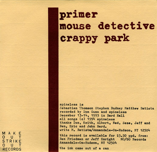 Spineless album on Make Out/Strike Out records