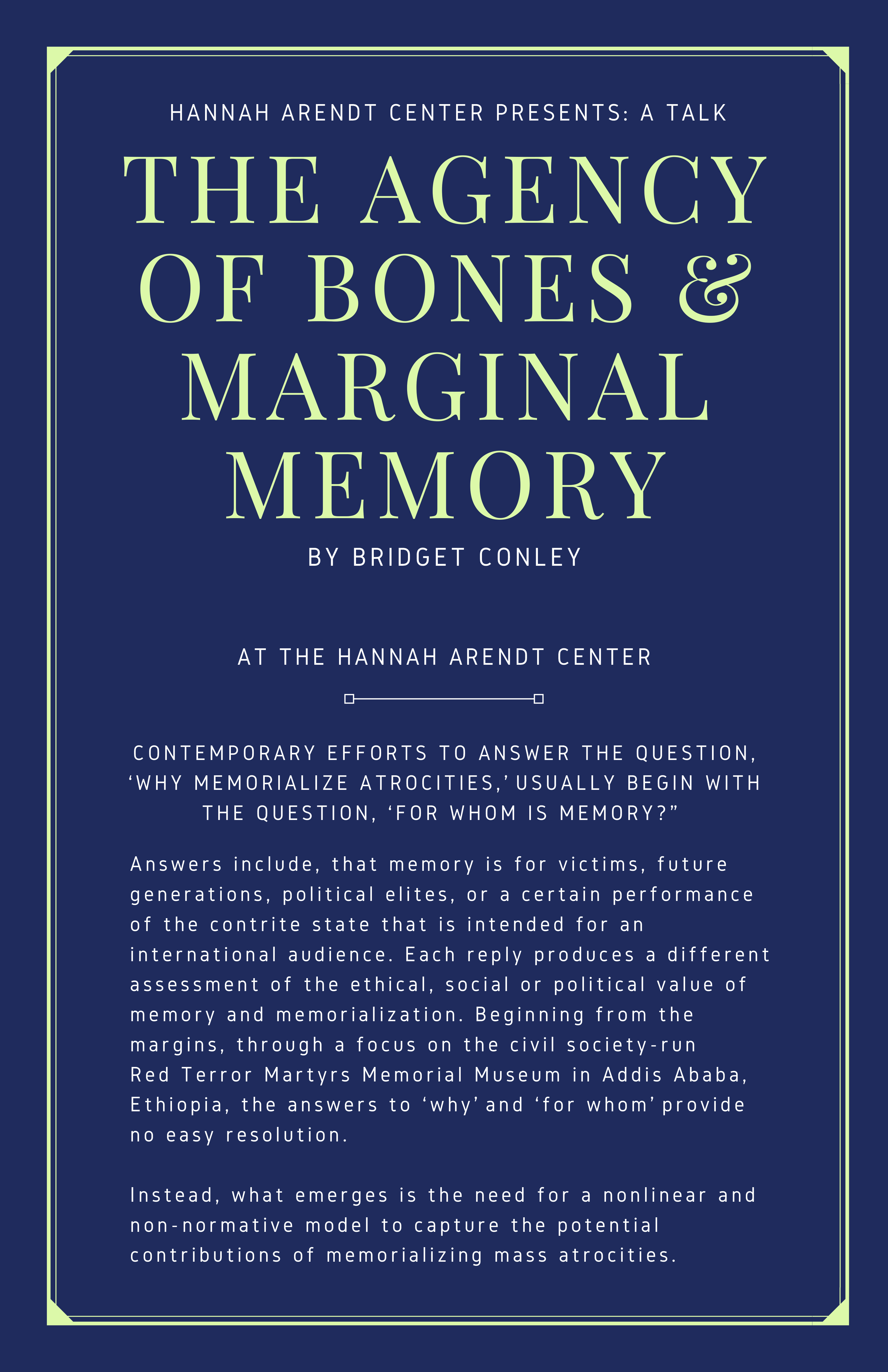 [A Talk: The Agency of Bones &amp; Marginal Memory] 