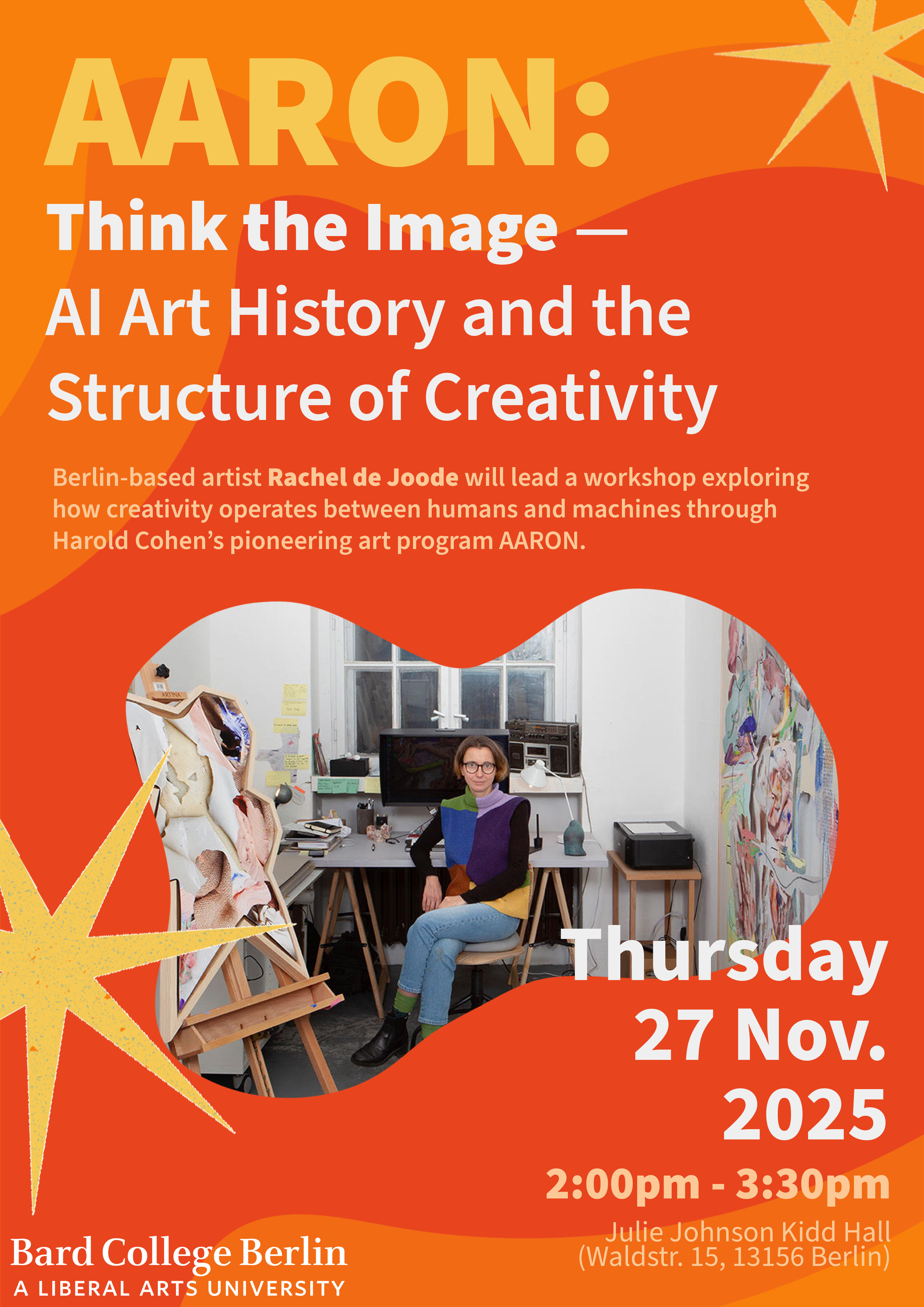 Event poster; AARON: Think the Image &mdash; AI Art History and the Structure of Creativity
