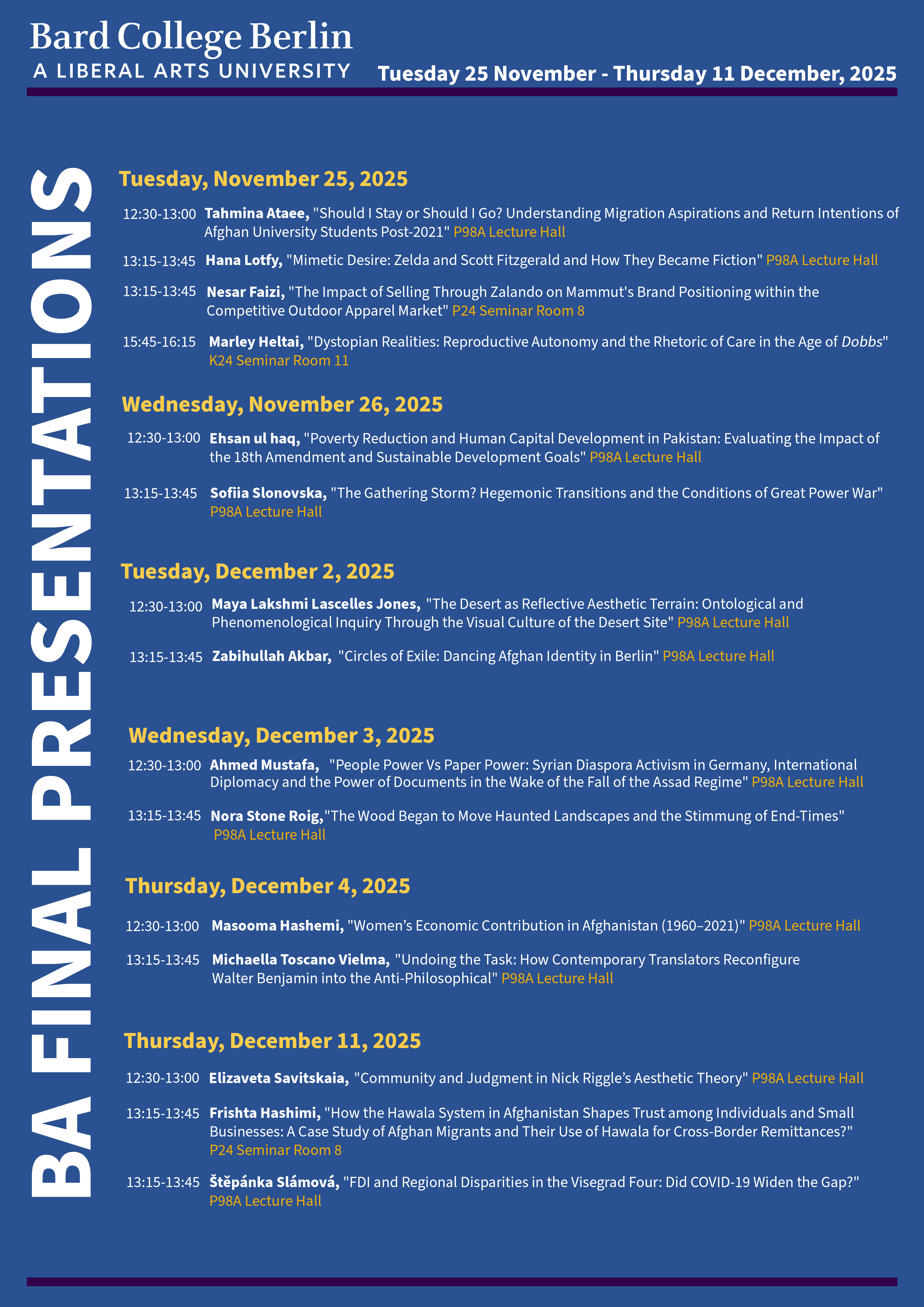 BA Thesis Presentations Fall 2025