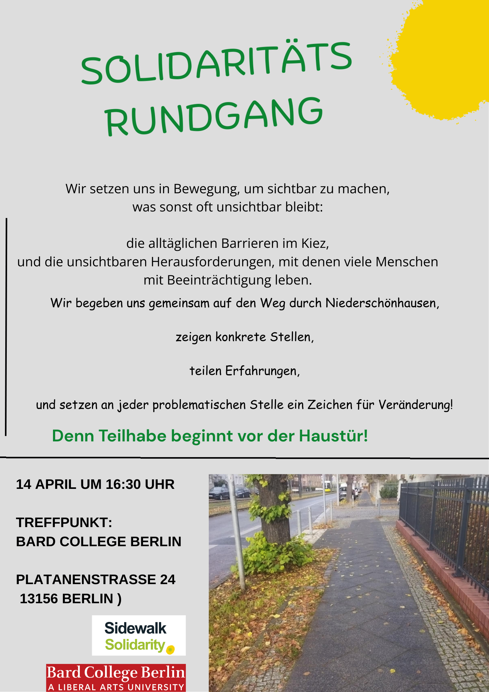 Poster with event information; Solidarit&auml;t Rundgang