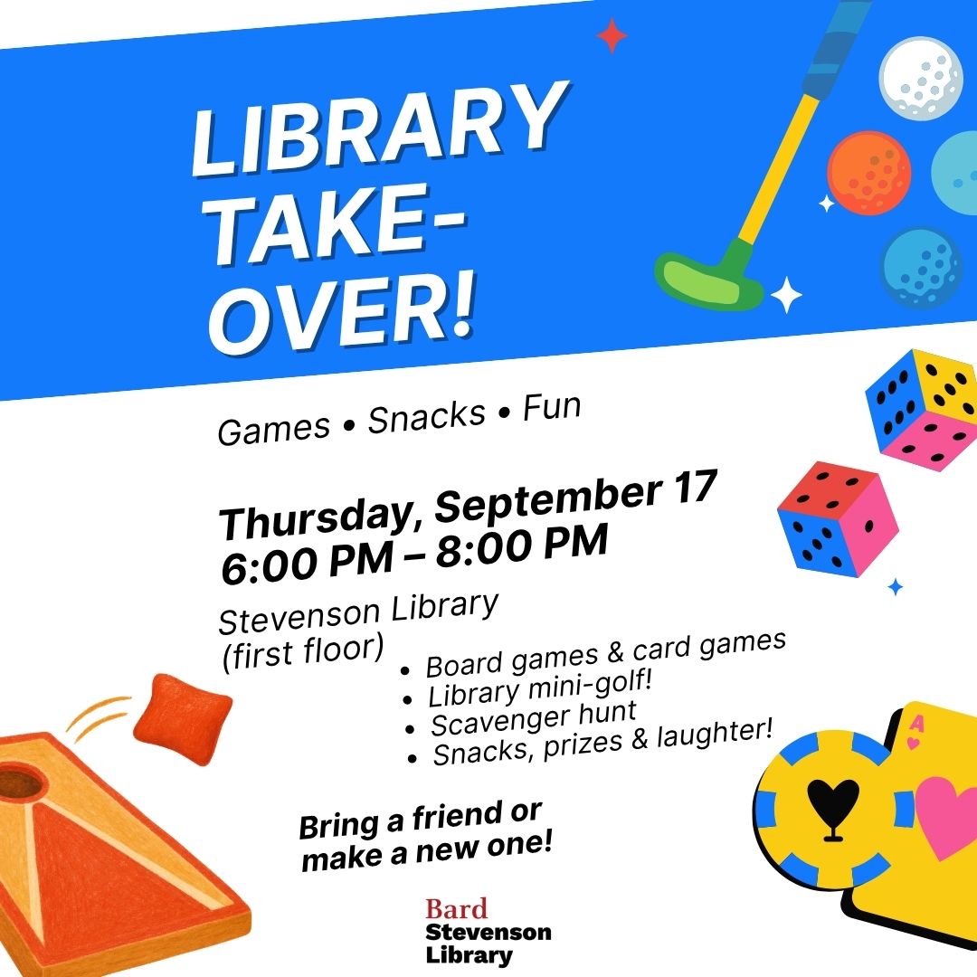 A flyer reading "Library Takeover!"; Library Takeover!&nbsp; &nbsp;