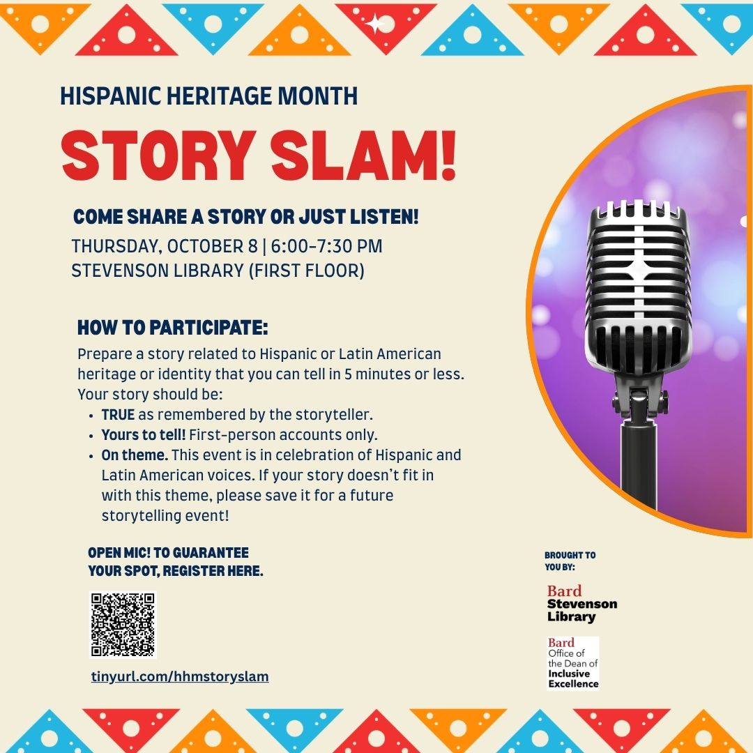 Hispanic Heritage Story Slam flyer; Hispanic Heritage Story Slam