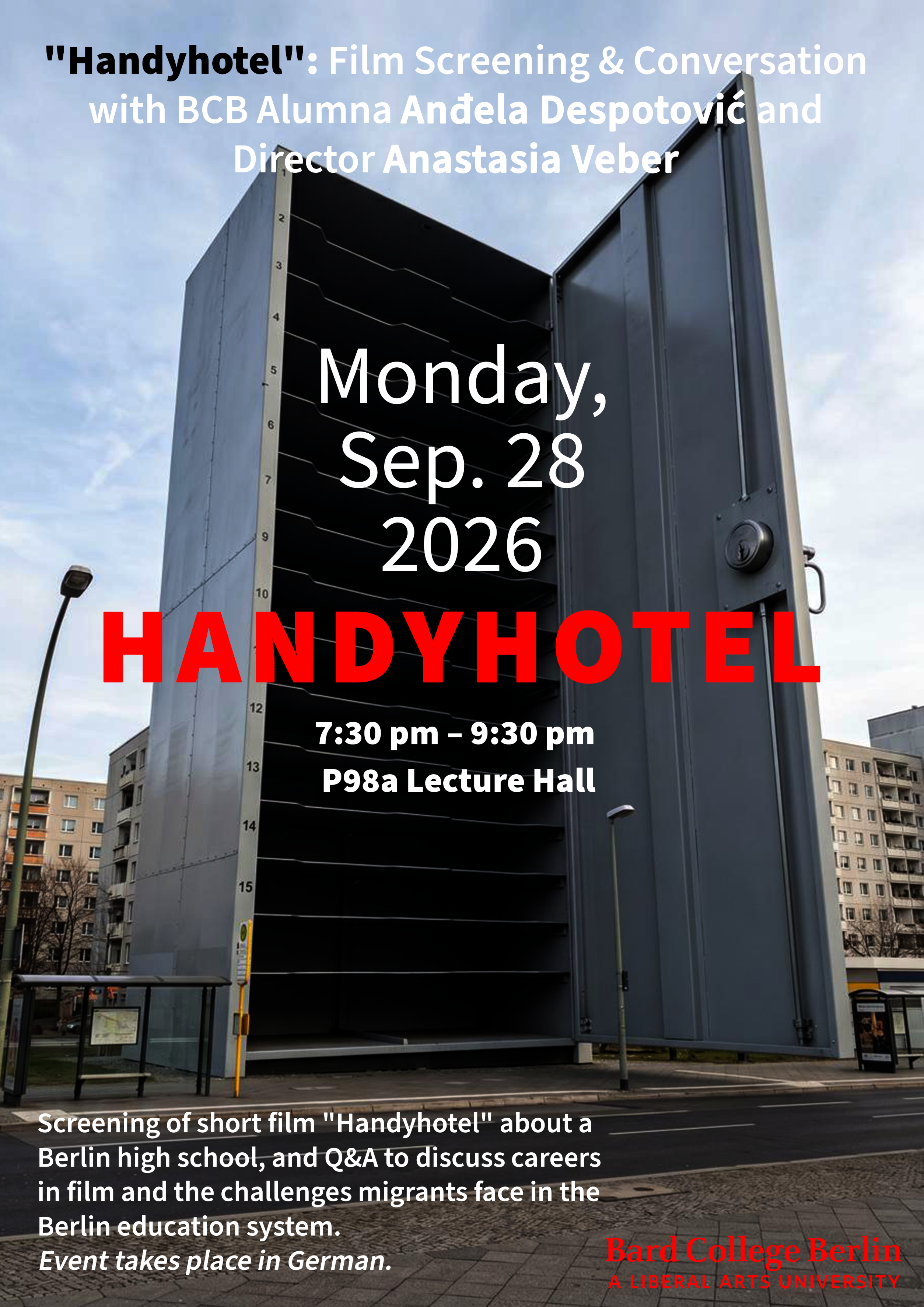 "Handyhotel": Film Screening &amp; Conversation with BCB Alumna Anđela Despotović and Director Anastasia Veber