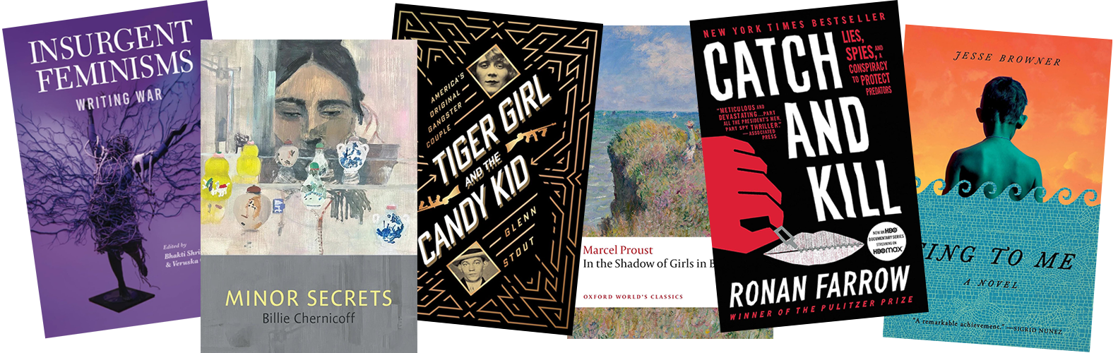 Six book covers published by Bard alumns.