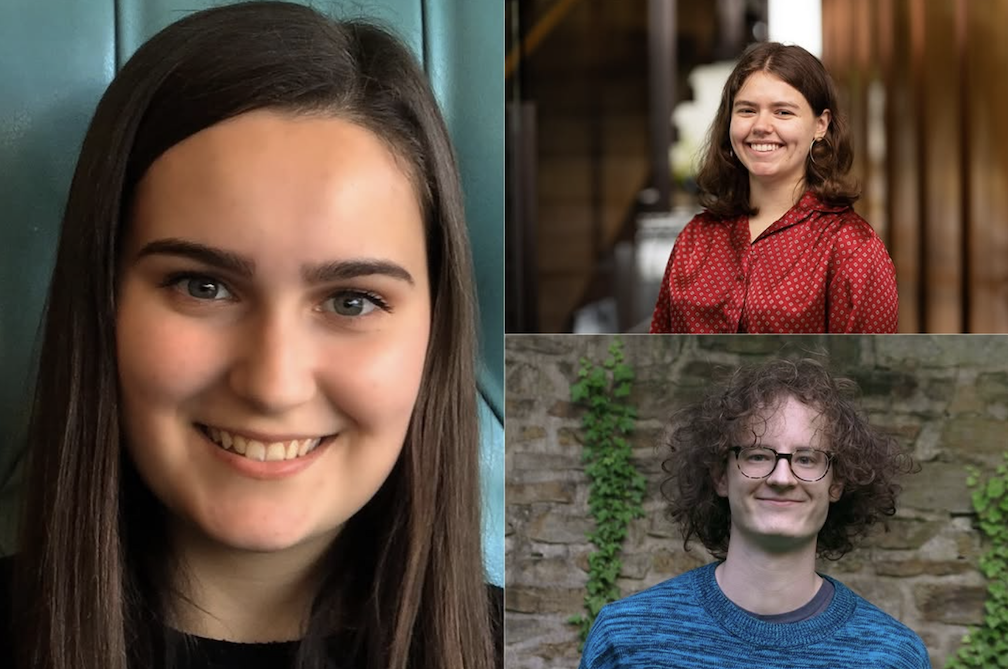 Clockwise L-R: Fulbright Award Winners Maia Cluver '22, Cecilia Giancola '25, and Oskar Pezalla-Granlund '24.