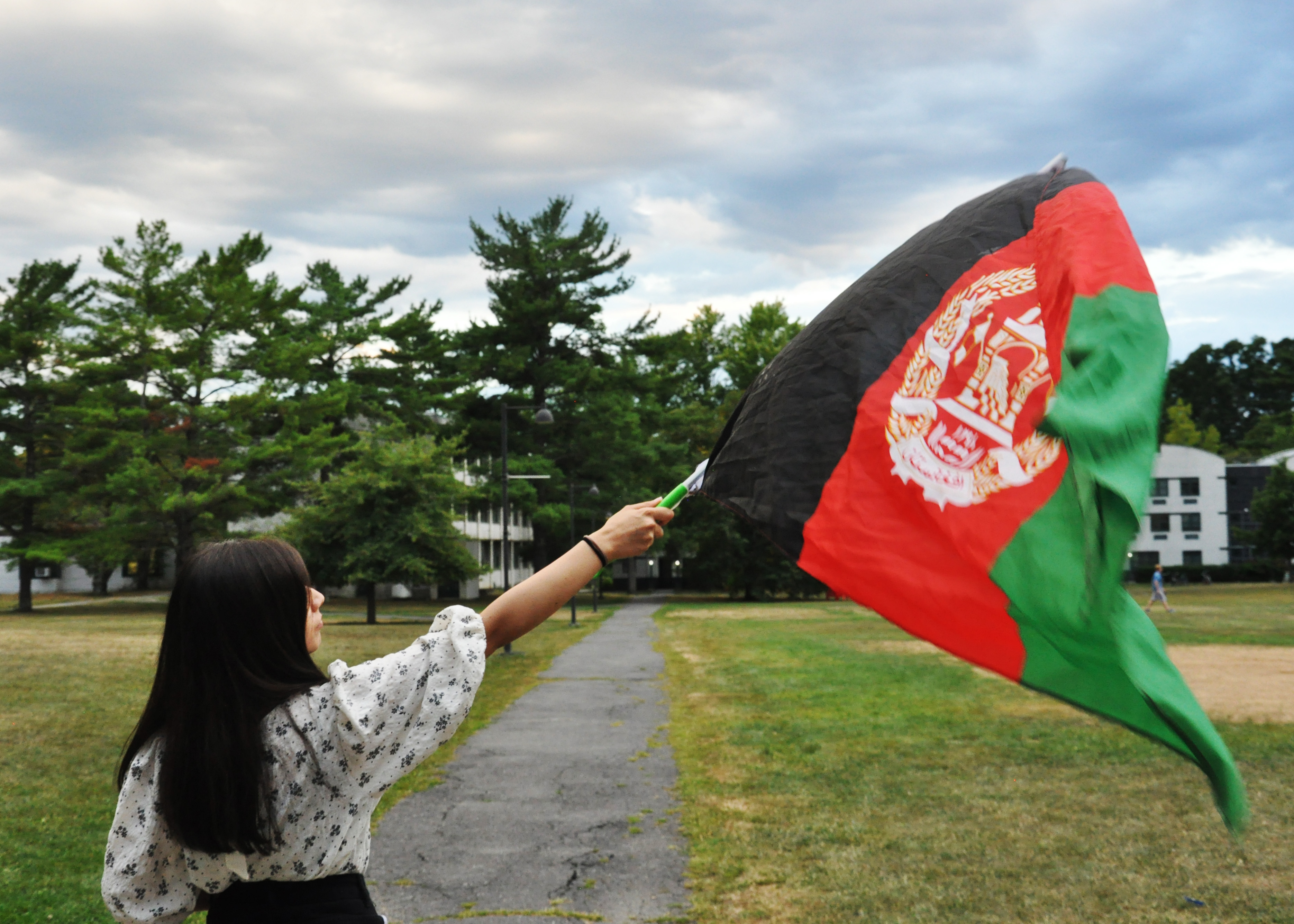 Bard students demonstrate in solidarity with the people of Afghanistan on the anniversary of the Taliban takeover. Photo by Jonathan Asiedu &rsquo;24