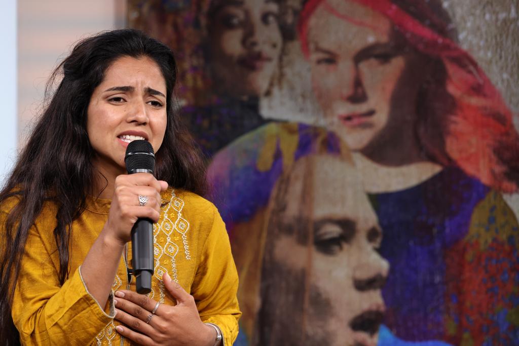 Sonita Alizada &rsquo;23 performs at the third annual Women in Conflicts event. Images courtesy European Council