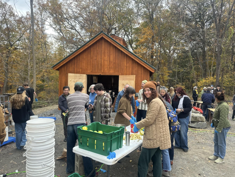 Students working at the Bard Sugar Shack 
