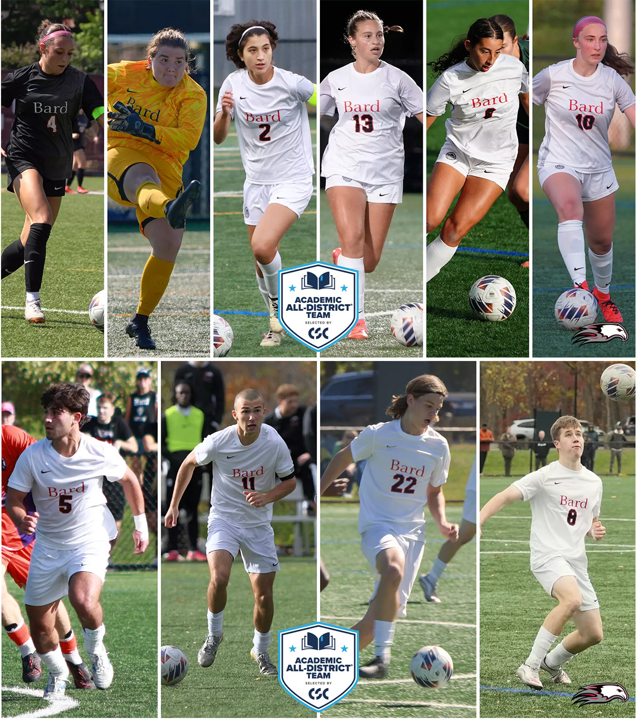 a grid of student soccer players from their various games