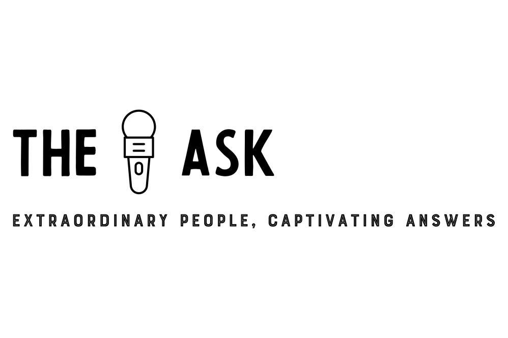 Logo for The Ask podcast: a microphone and the title.