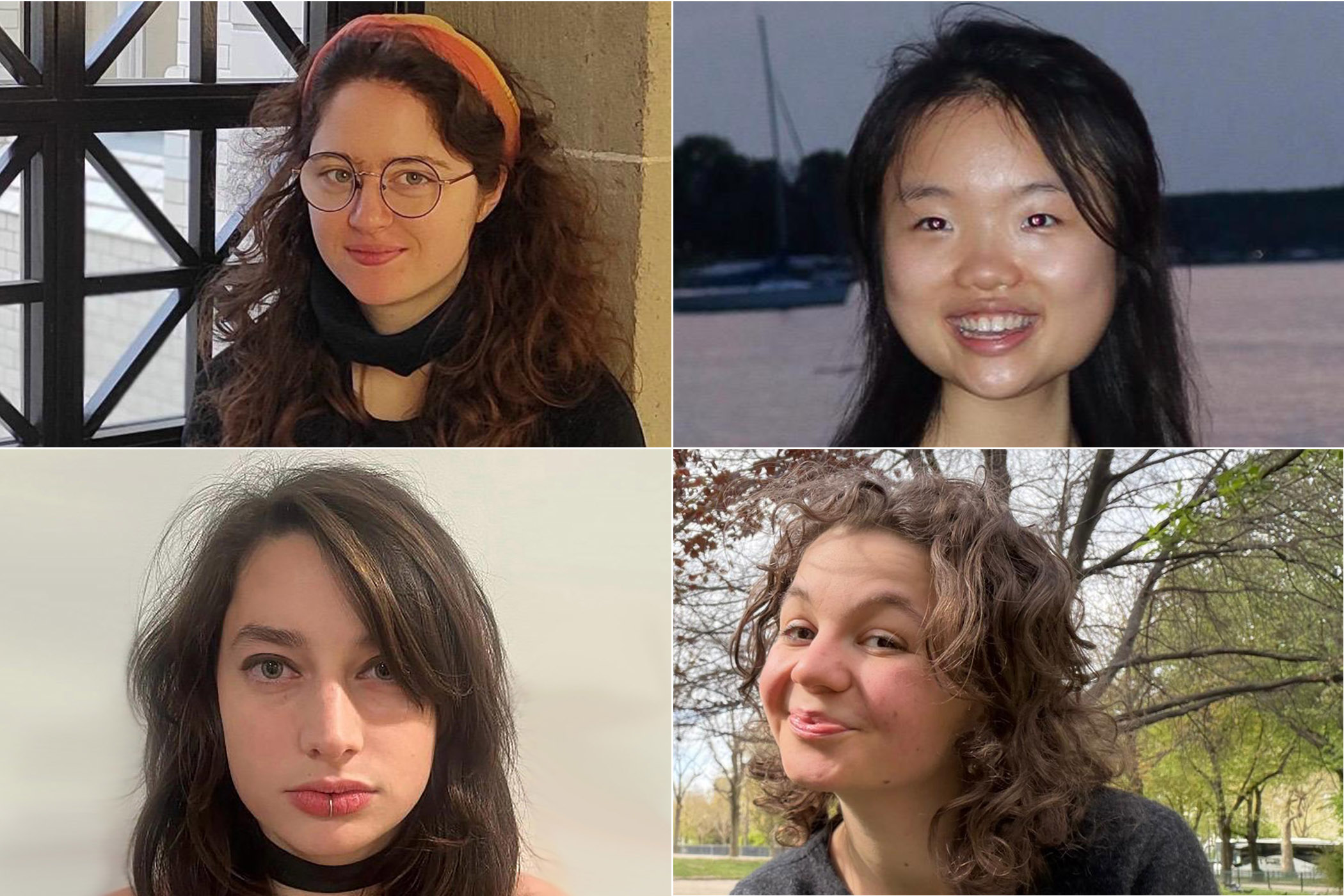 a quad showing four separate portraits of young women