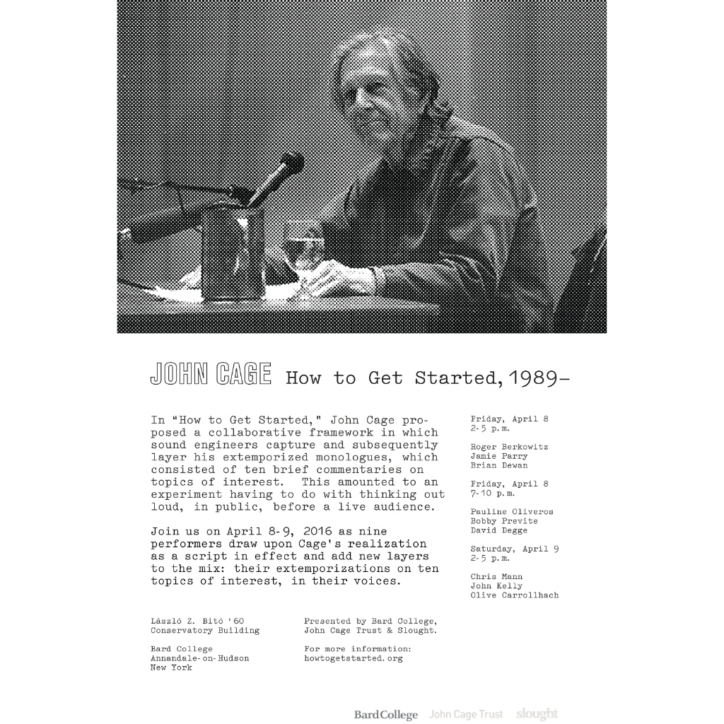 John Cage's "How To Get Started" (1989)