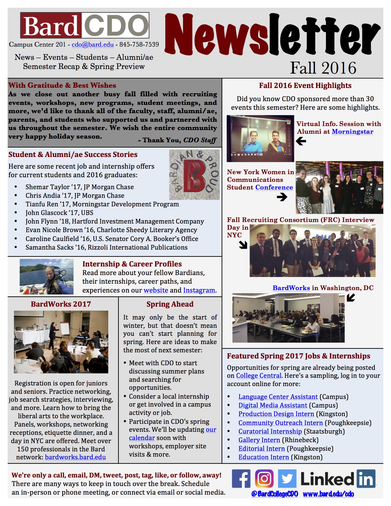 Career Development Office Fall 2016 Newsletter