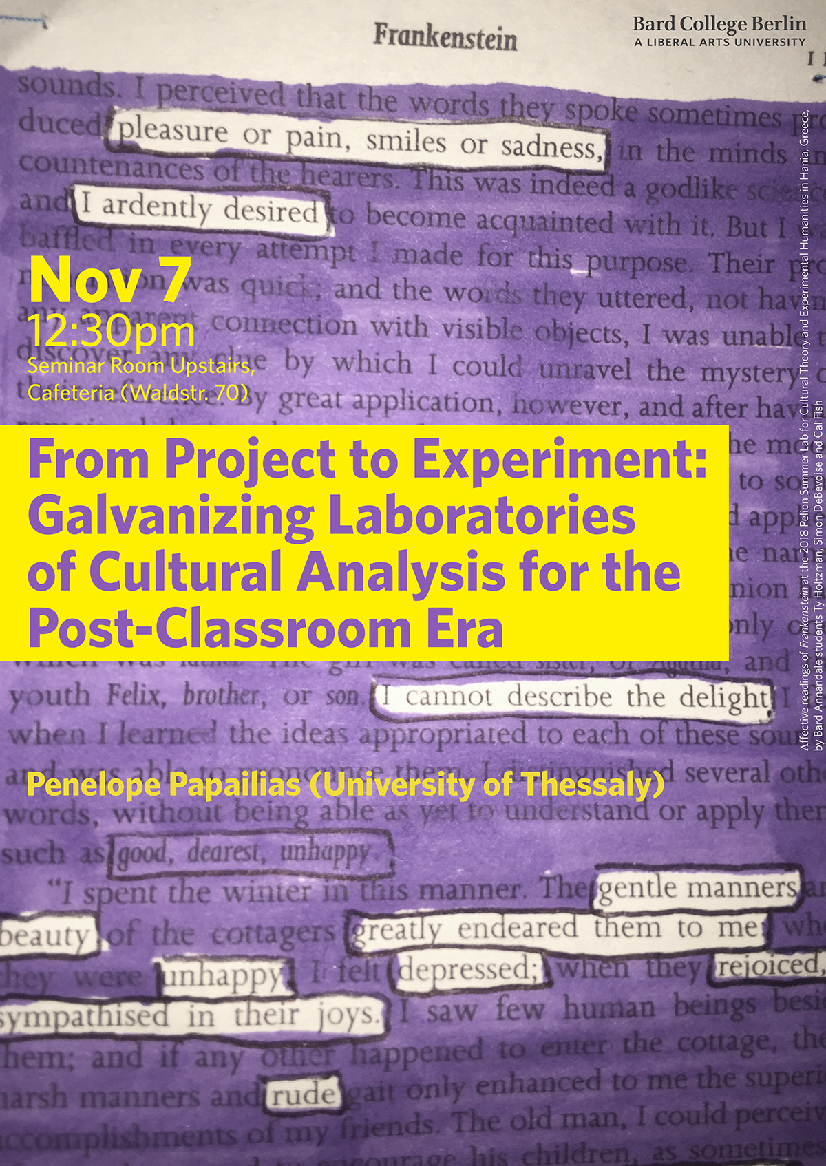 Faculty Colloquium - &quot;From Project to Experiment: Galvanizing Laboratories of Cultural Analysis for the Post-Classroom Era&quot;
