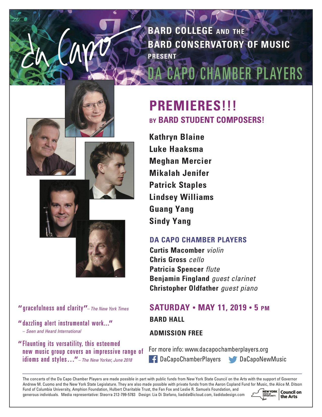 Da Capo Chamber Players Perform Premieres of Bard Student Composers