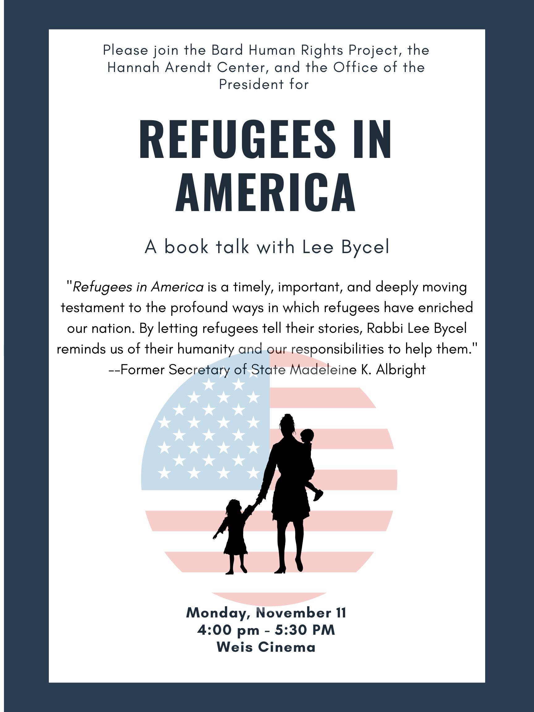 Refugees in America, a book talk&nbsp;by Rabbi Lee Bycel