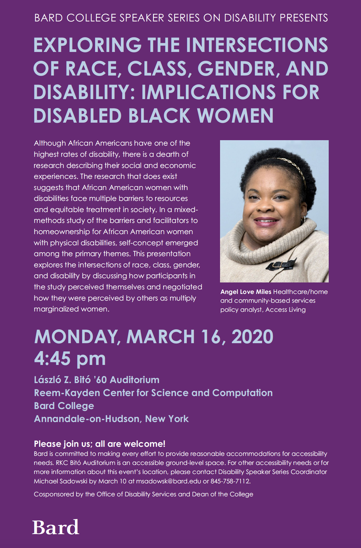 CANCELED: Speaker Series on Disability: Exploring the Intersections of Race, Class, Gender, and Disability:&nbsp;Implications for Disabled&nbsp;Black Women