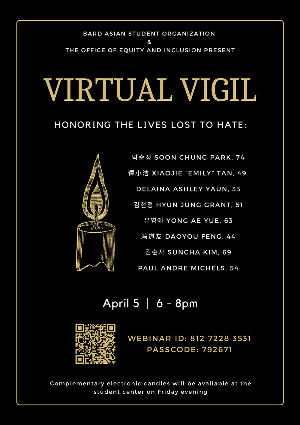 Virtual Vigil Honoring the Lives Lost to Hate