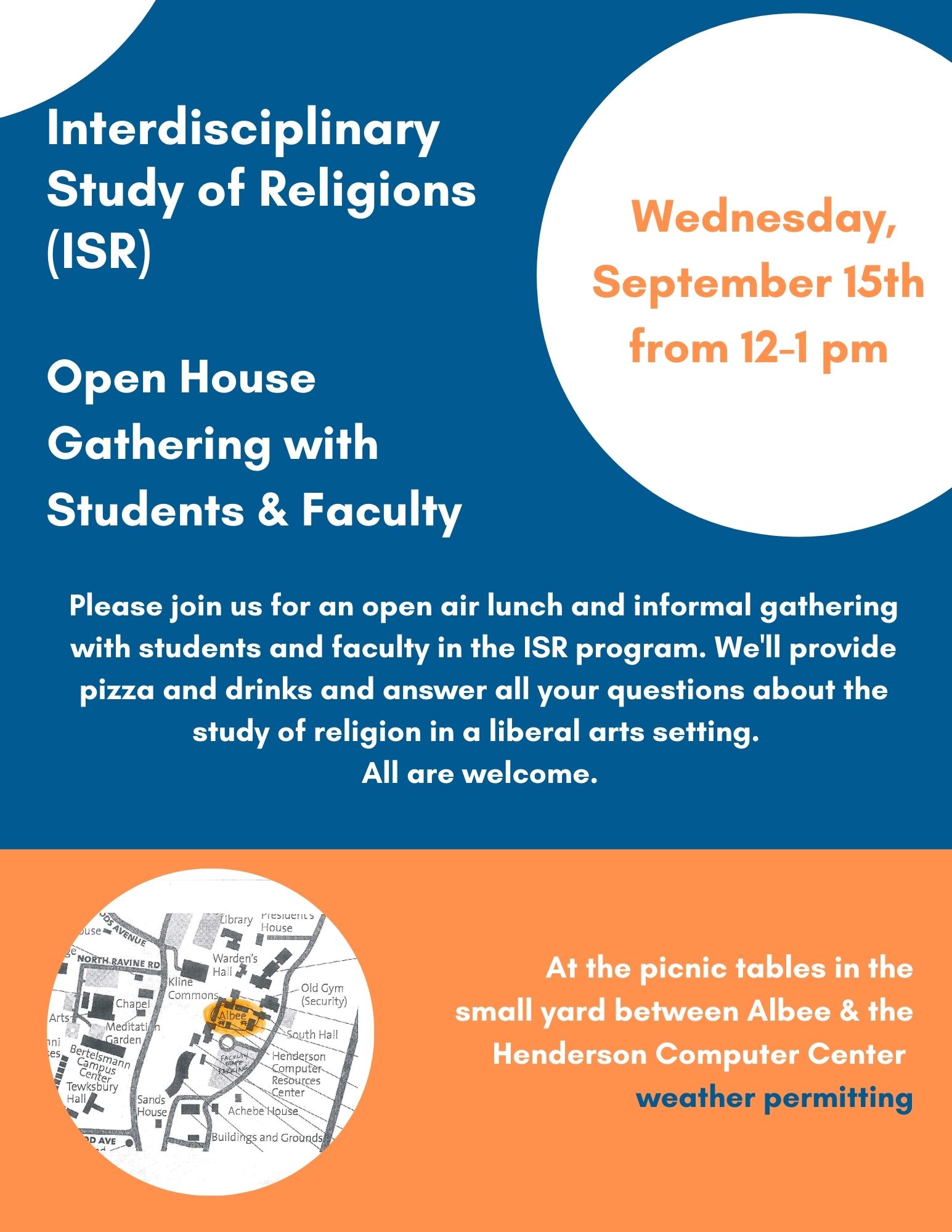 Open House Gathering with Students and Faculty in the Interdisciplinary Study of Religions (ISR)&nbsp;