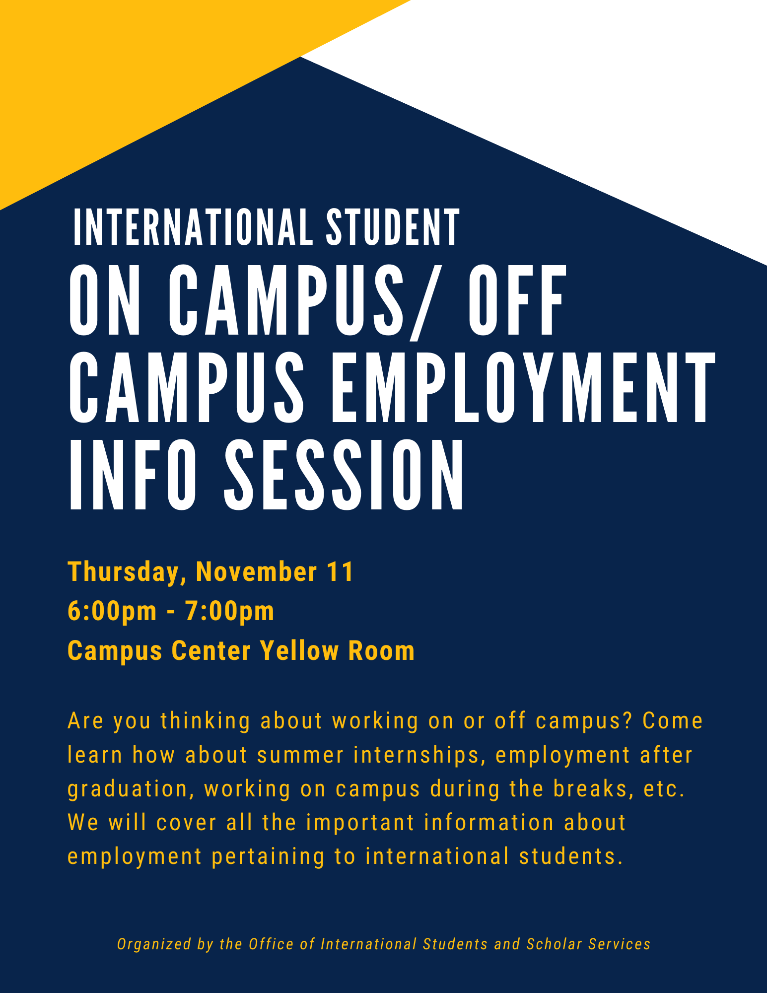 On Campus and Off Campus Employment for International Students