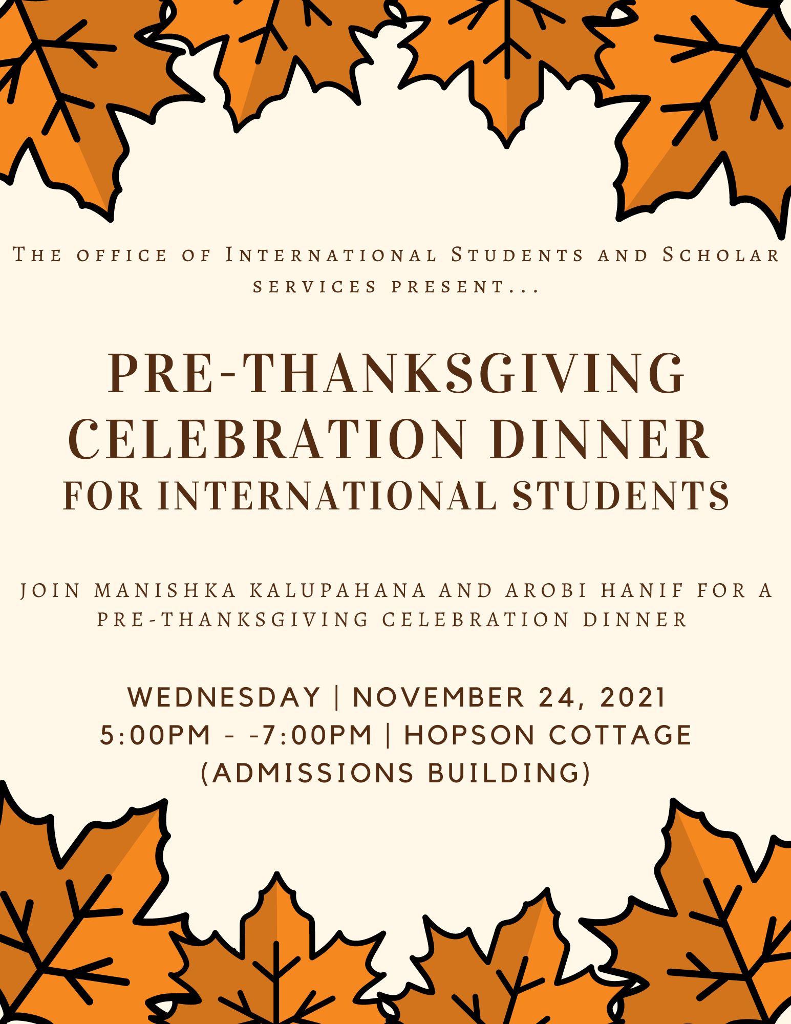 Pre-Thanksgiving Dinner for International Students