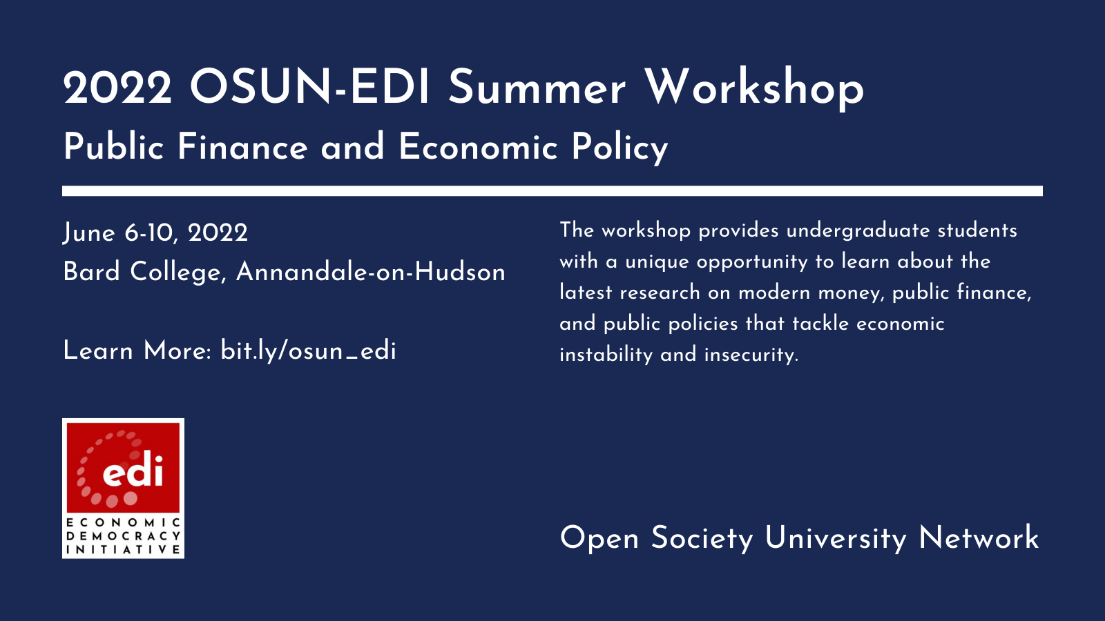 Summer Workshop in Public Finance and Economic Policy