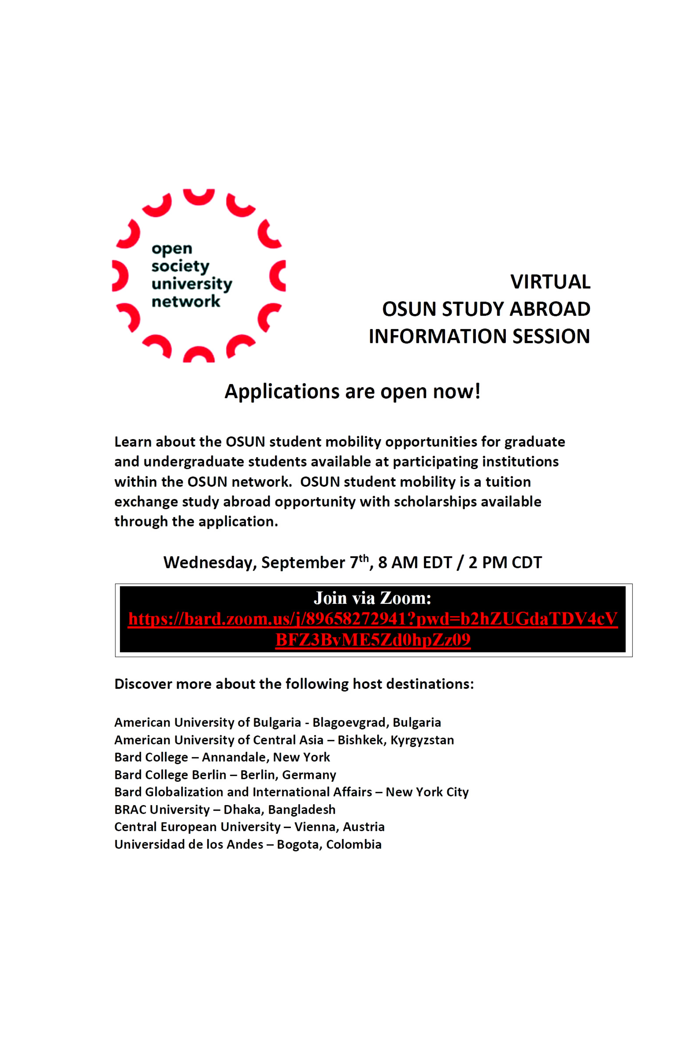 OSUN Virtual Study Abroad Info Session