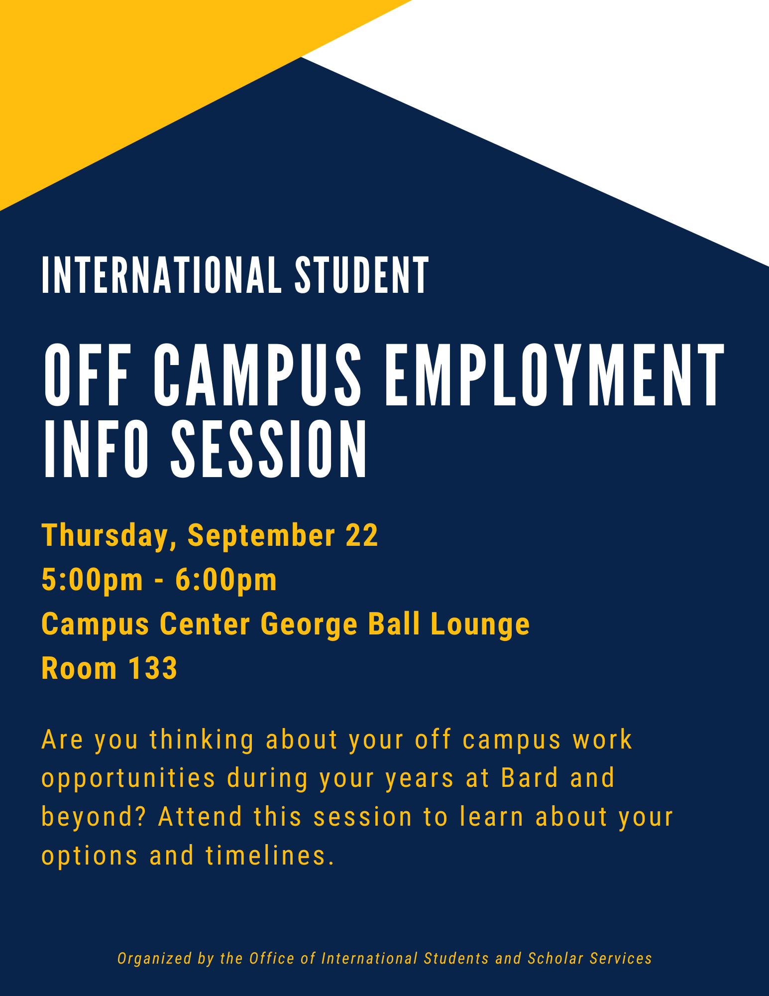 Off-Campus Employment Information Session for International Students