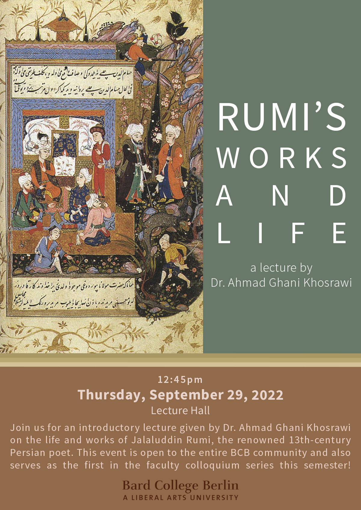 Rumi&#39;s Works and Life: A Lecture by Dr. Ahmad Ghani Khosrawi