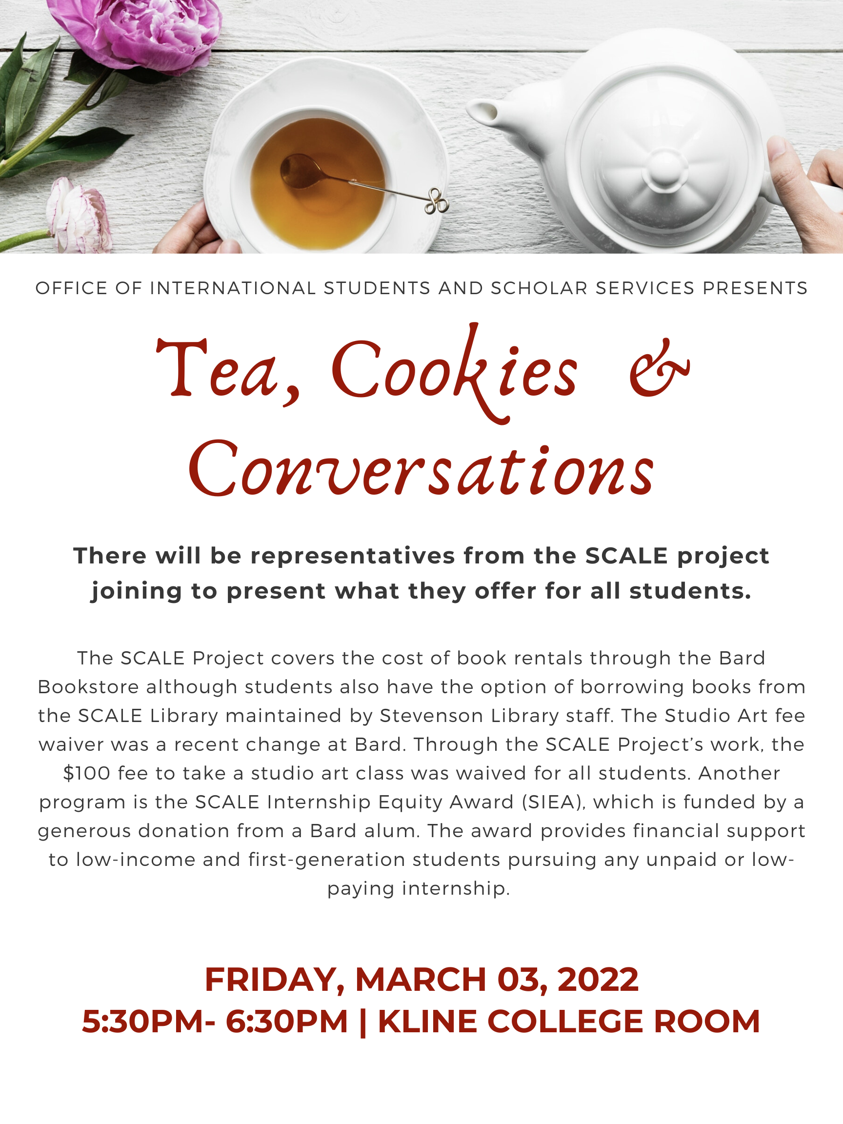 Tea, Cookies, and Conversations for International Students