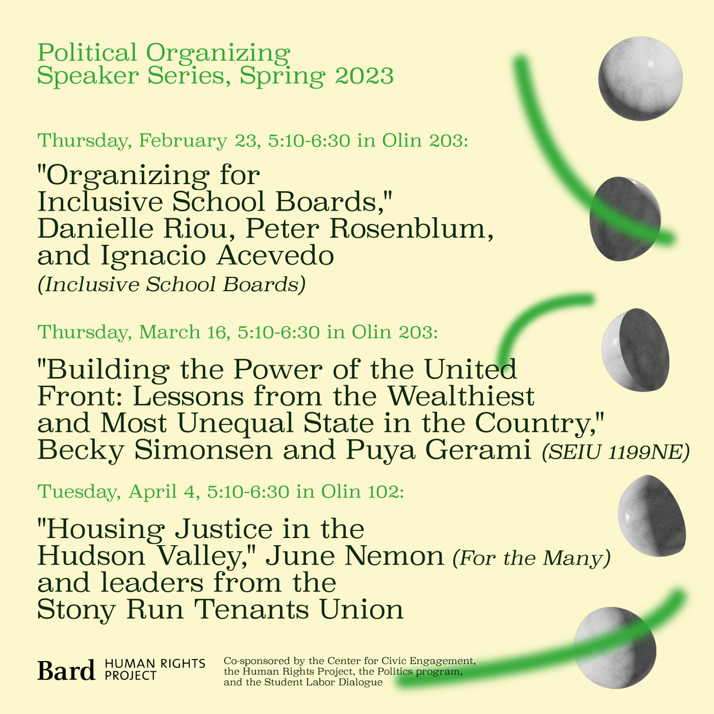 Political Organizing Speaker Series, Spring 2023