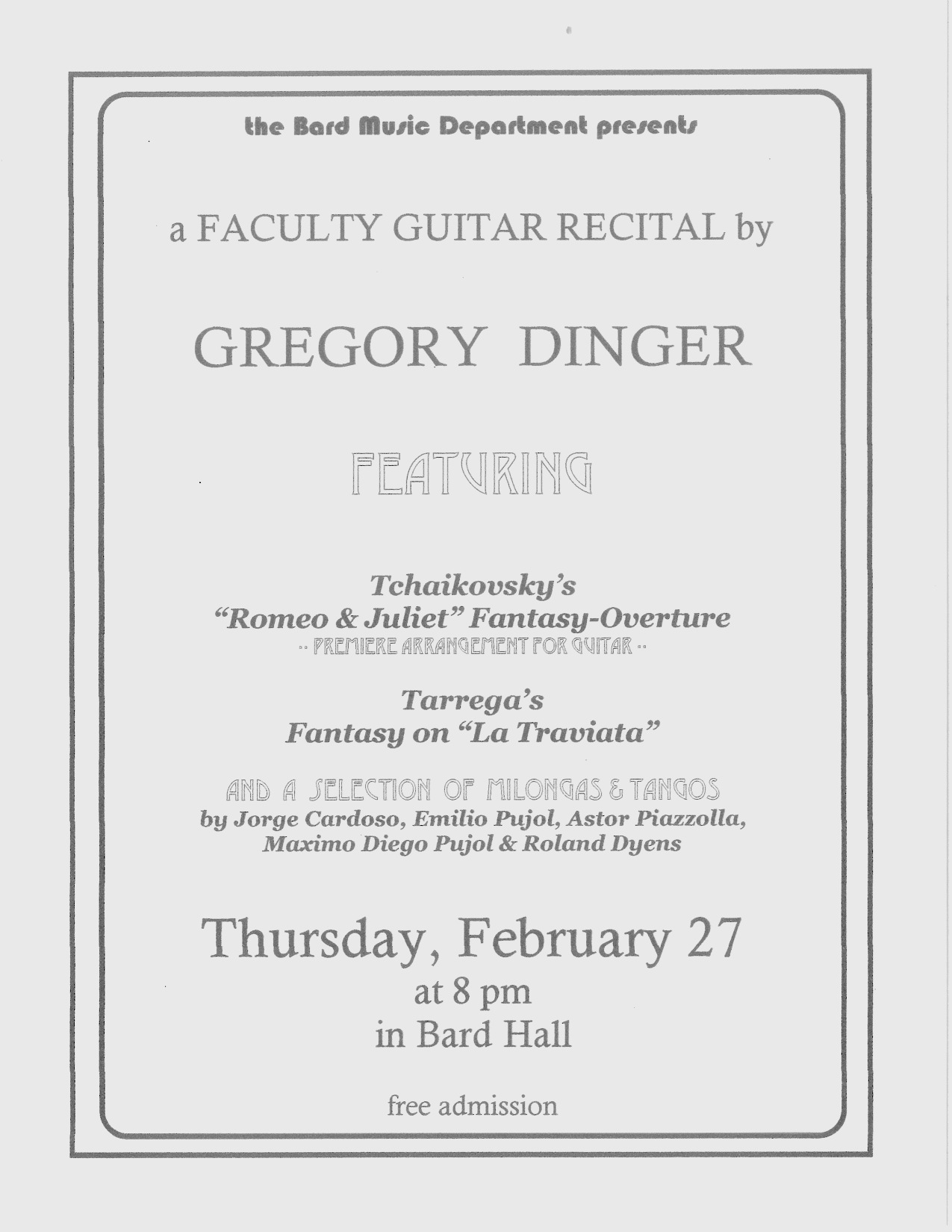 Faculty Concert - Gregory Dinger