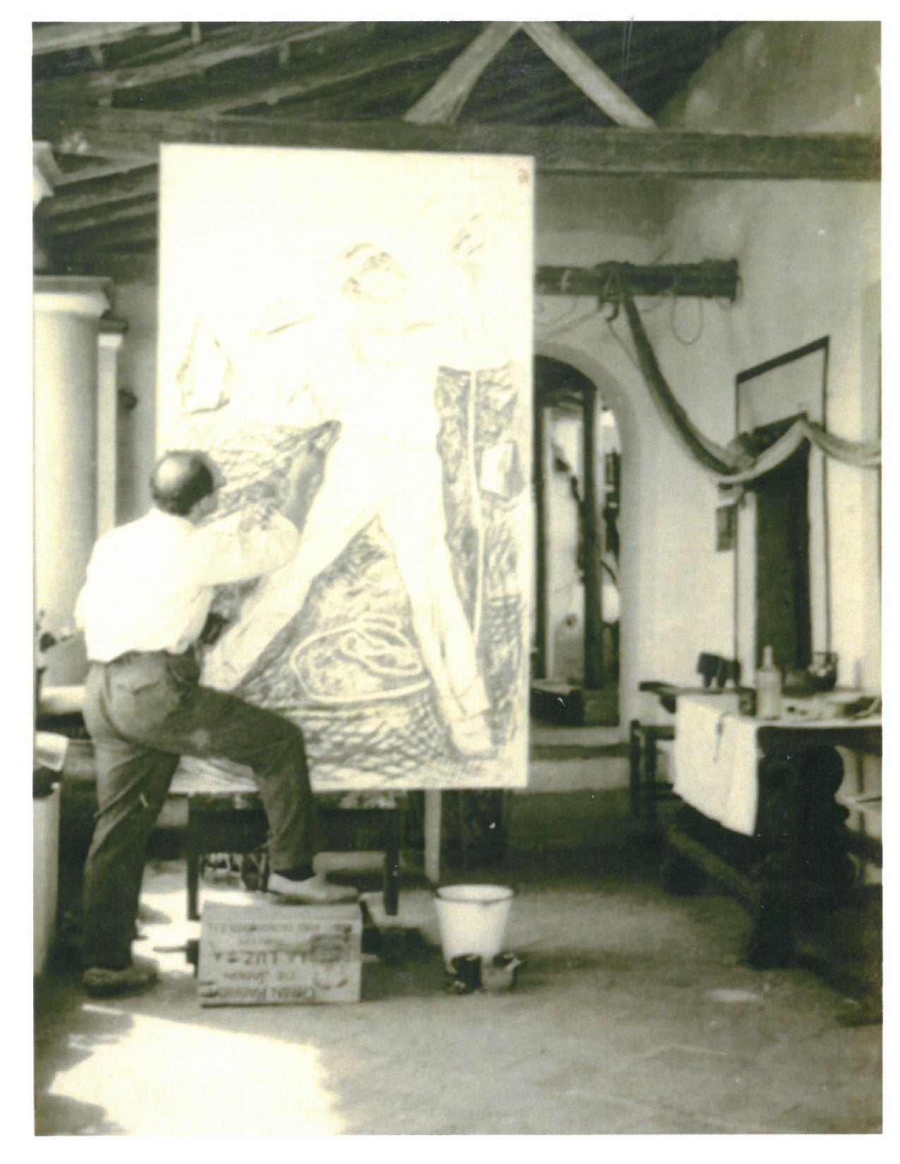 Stefan Hirsch Painting "The Builder at Work"
unknown photographer, 1931-1932