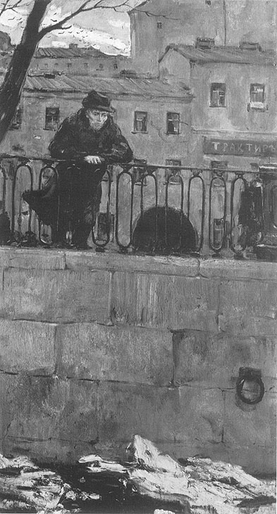 Ilya Glazunov, "Fyodor Dostoevsky in St. Petersburg" (1956)