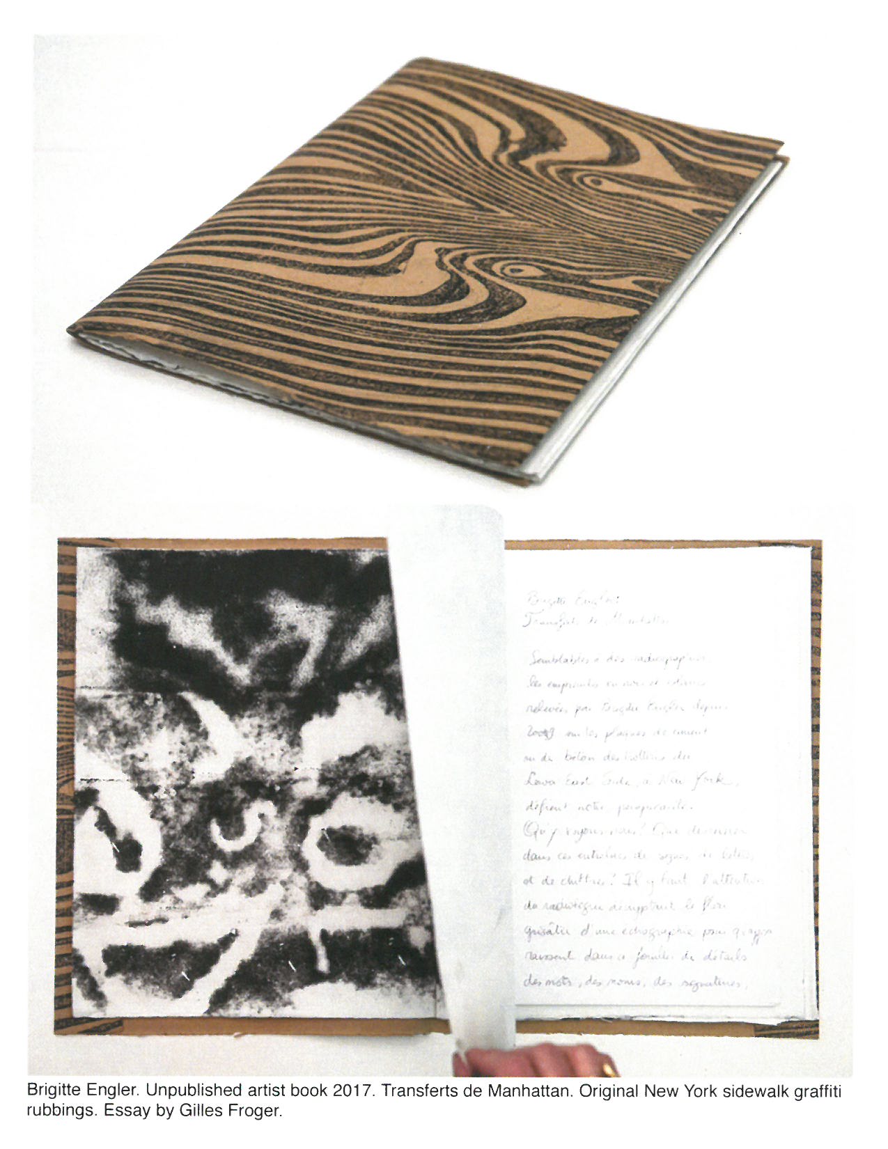 Brigitte Engler. Unpublished artist book 2017. Transferts de Manhattan. Original New York sidewalk graffiti rubbings, Essay by Gilles Froger
