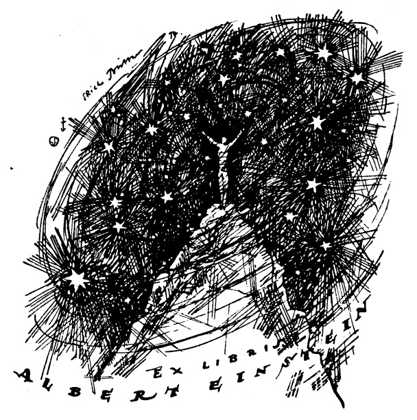 Book plate Einstein had made ca. 1917 by the German painter Erich Büttner (1889–1936)