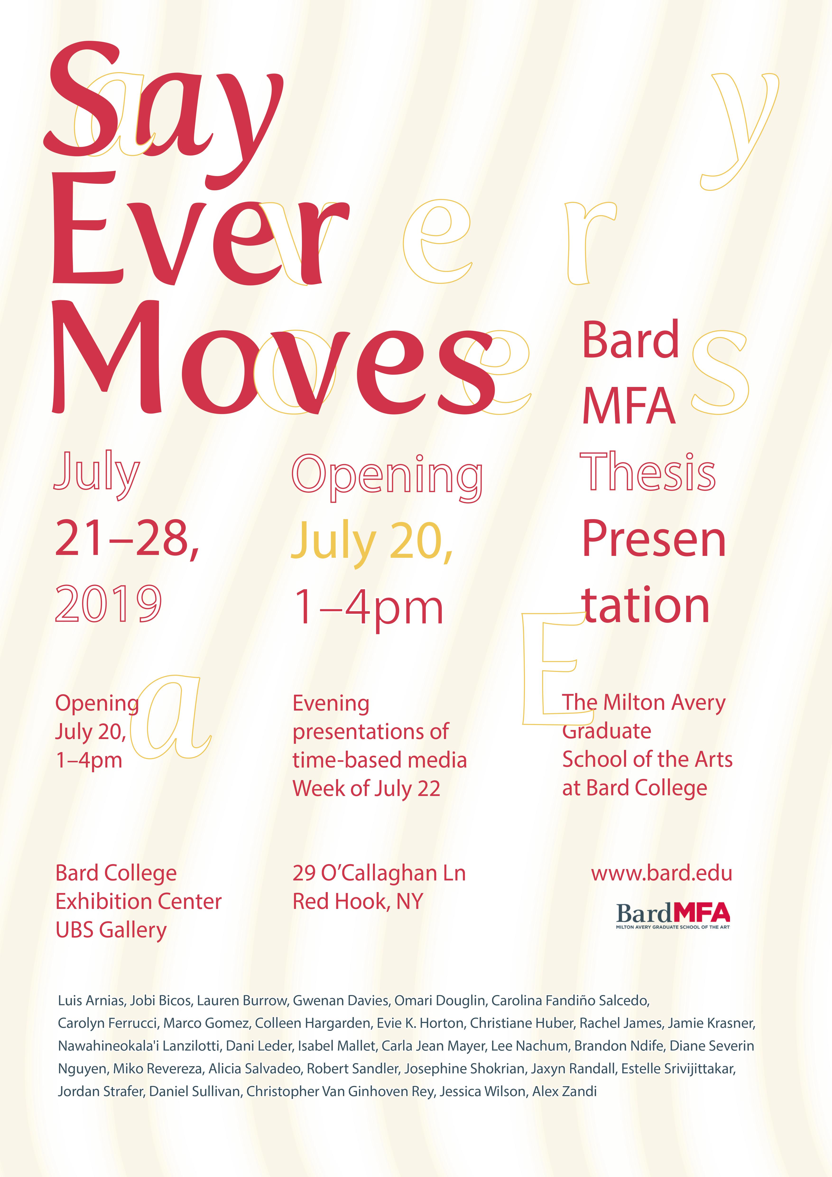 Bard MFA Thesis Presentation Opening Reception