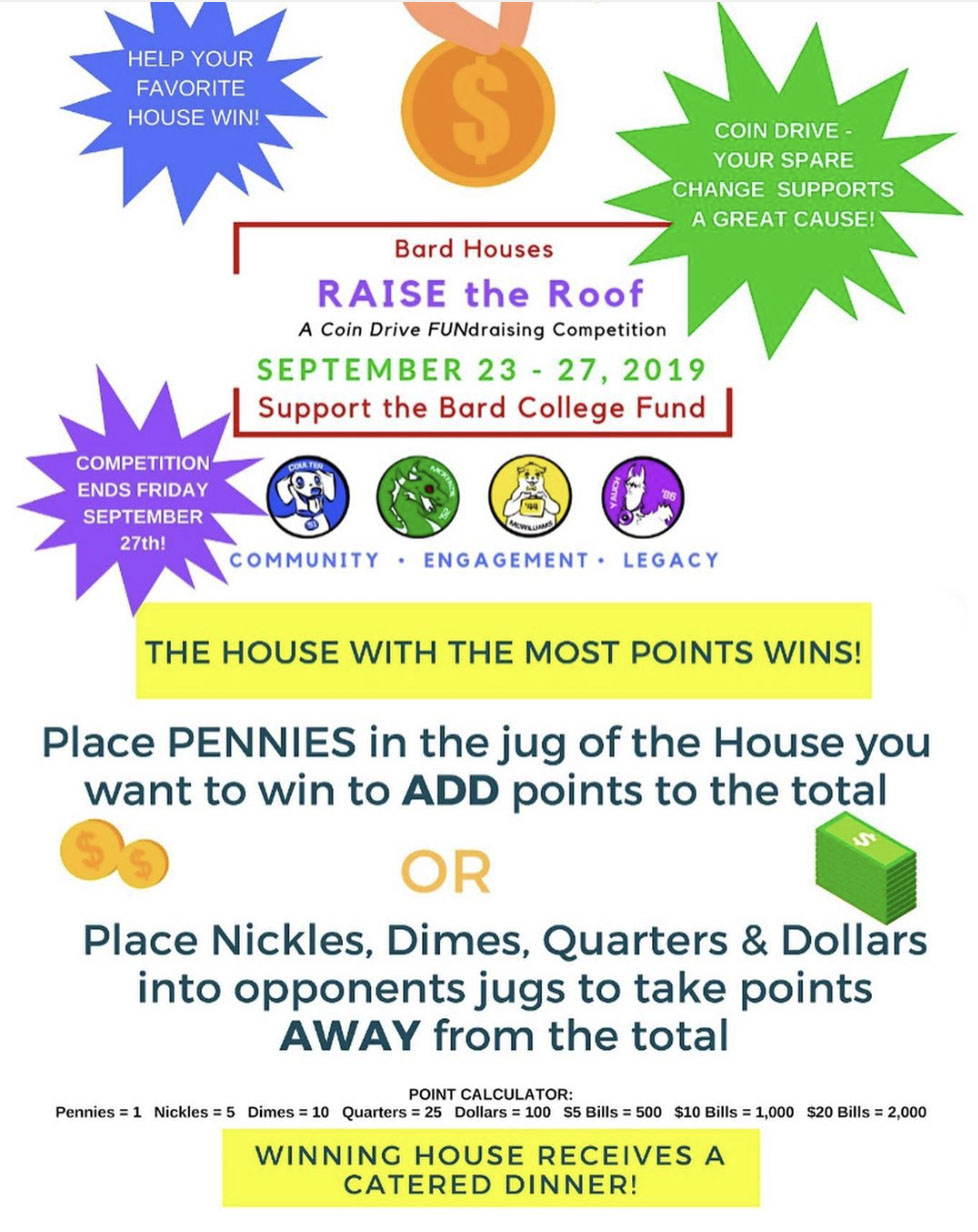 Bard Houses Coin Drive Fundraising Competition