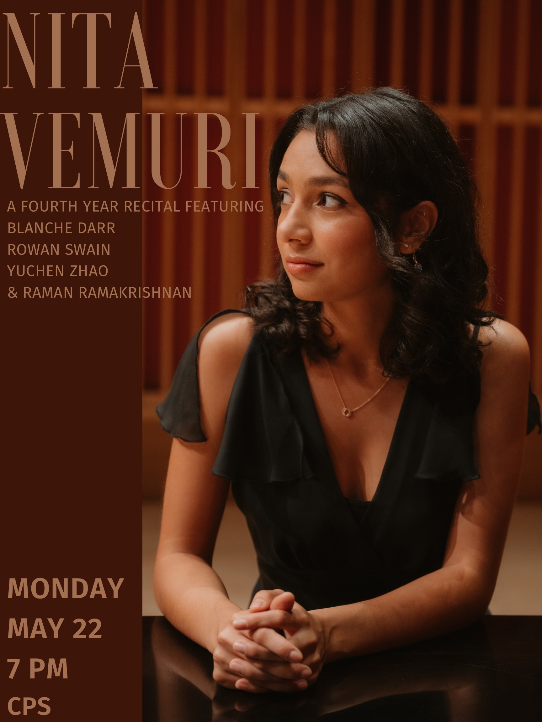 Recital: Nita Vemuri, piano,&nbsp;with Blanche Darr and Yuchen&nbsp;Zhao,violin, Rowan Swain, viola, and Raman Ramakrishnan, cello