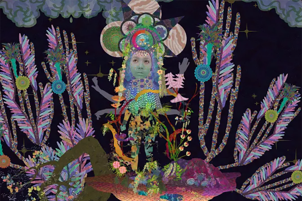 Image from Saya Woolfalk&#39;s&nbsp;infinity loop HD video projection &quot;Aya (from the Empathic Universe, portrait of the artist&#39;s daughter).&quot;