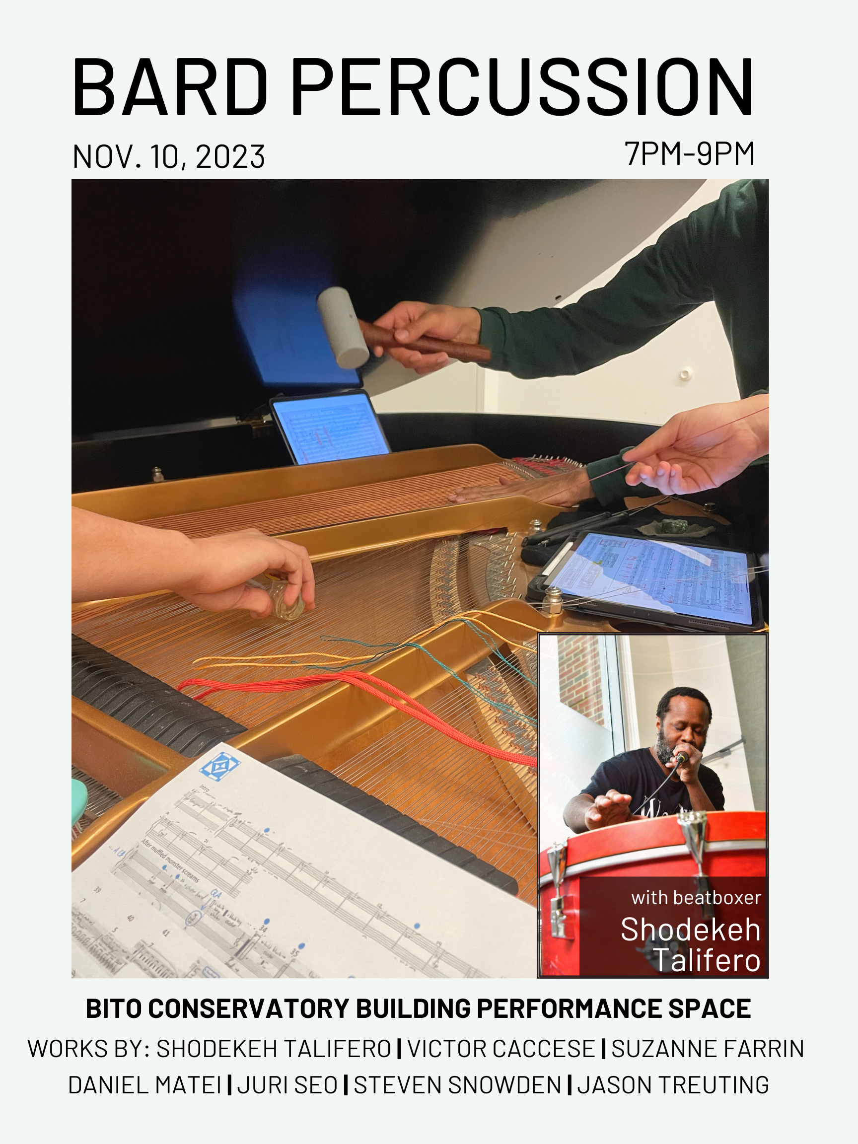 Percussion Studio Recital with Guest Breath Artist Shodekeh