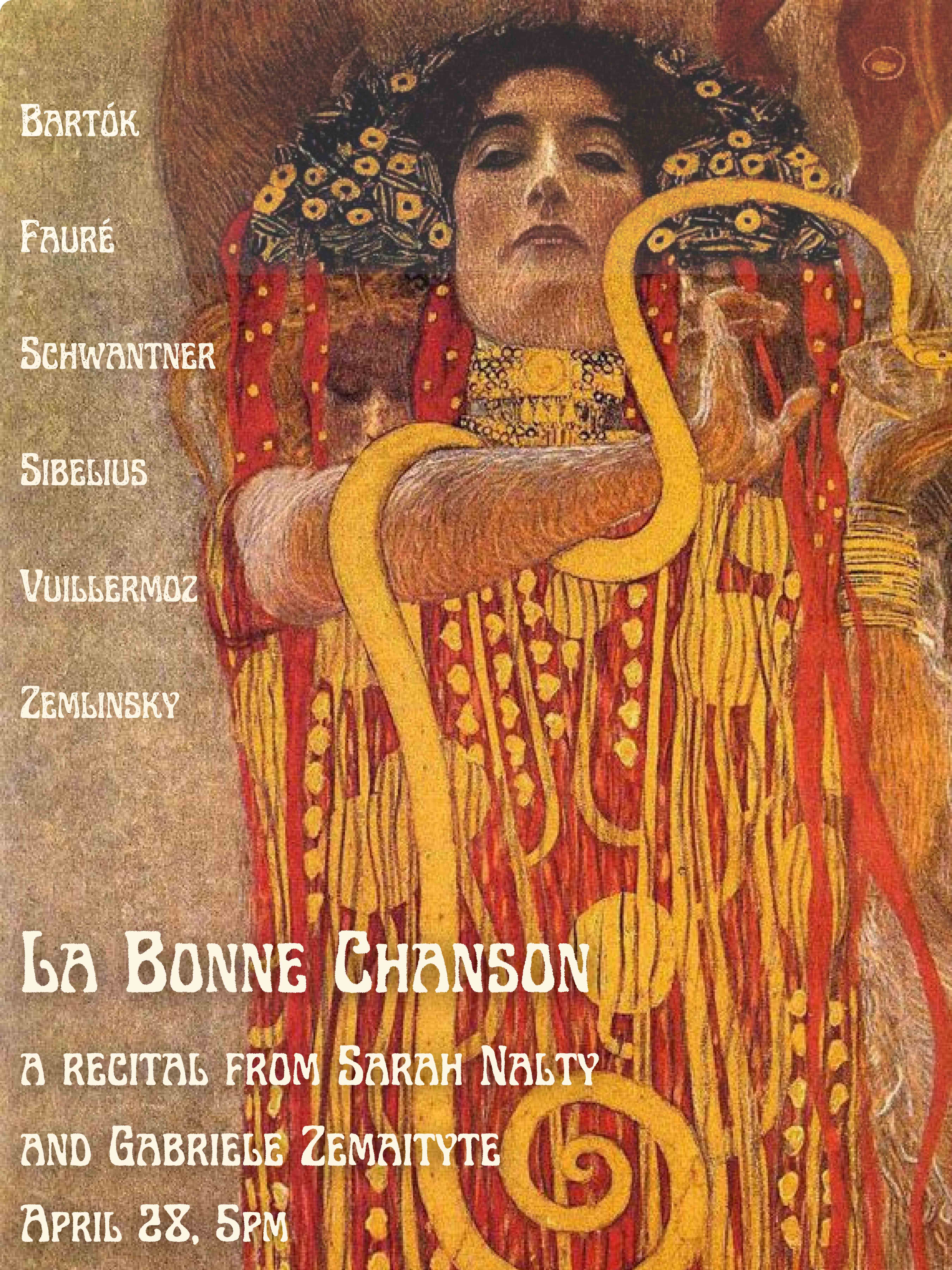 Degree Recital: "LA BONNE CHANSON" with Sarah Nalty, soprano, and Gabriele Zemaityte, piano