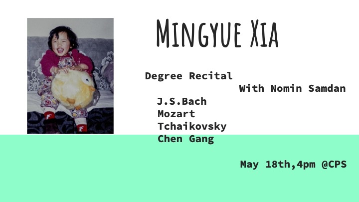 Recital: Mingyue Xia, violin, with Nomin Samdan, piano