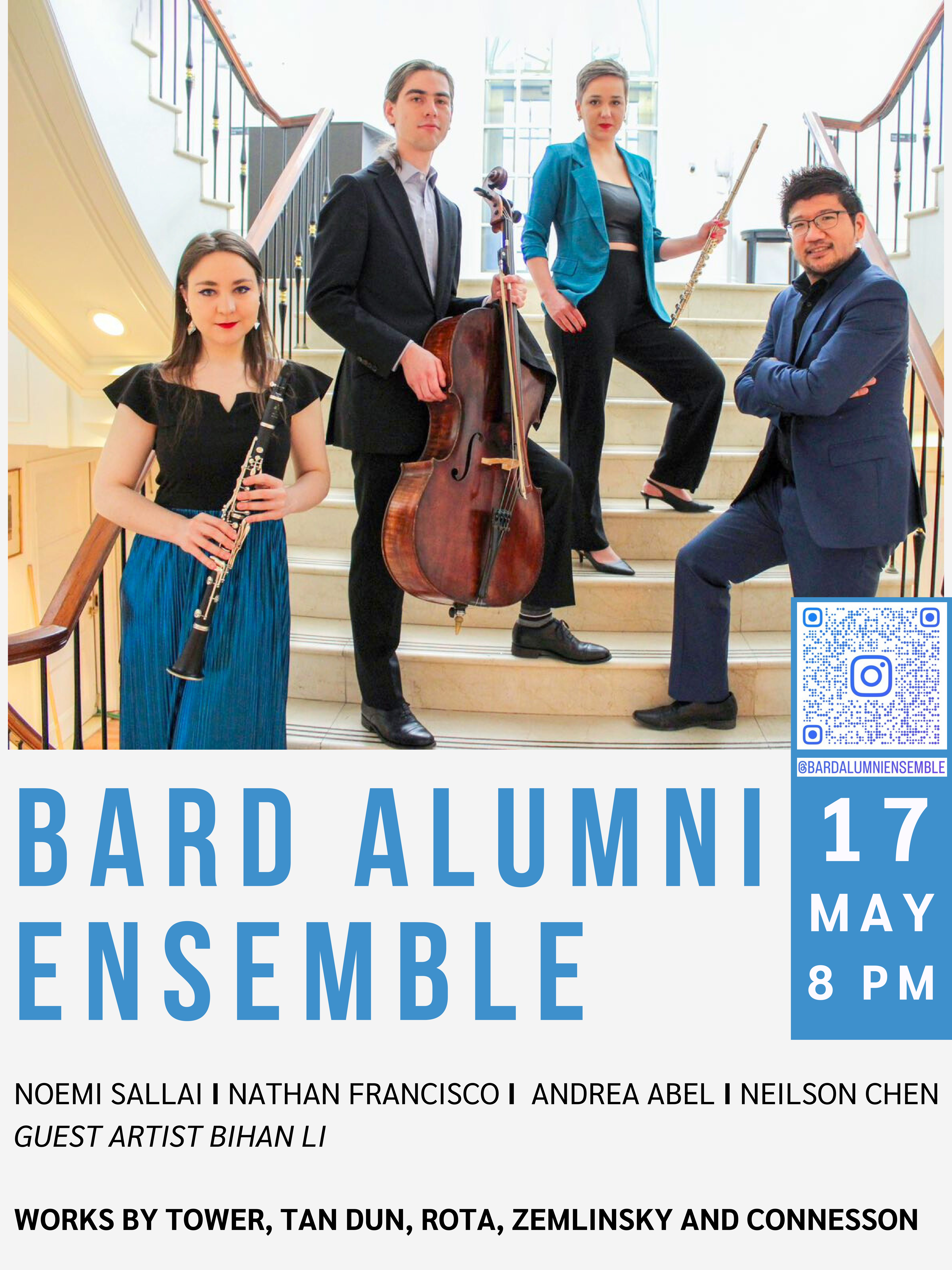 Bard Alumni Ensemble Performs&nbsp;Works by Joan Tower, Tan Dun, Sarah Hennies, Nino Rota, and Guillaume Connesso
