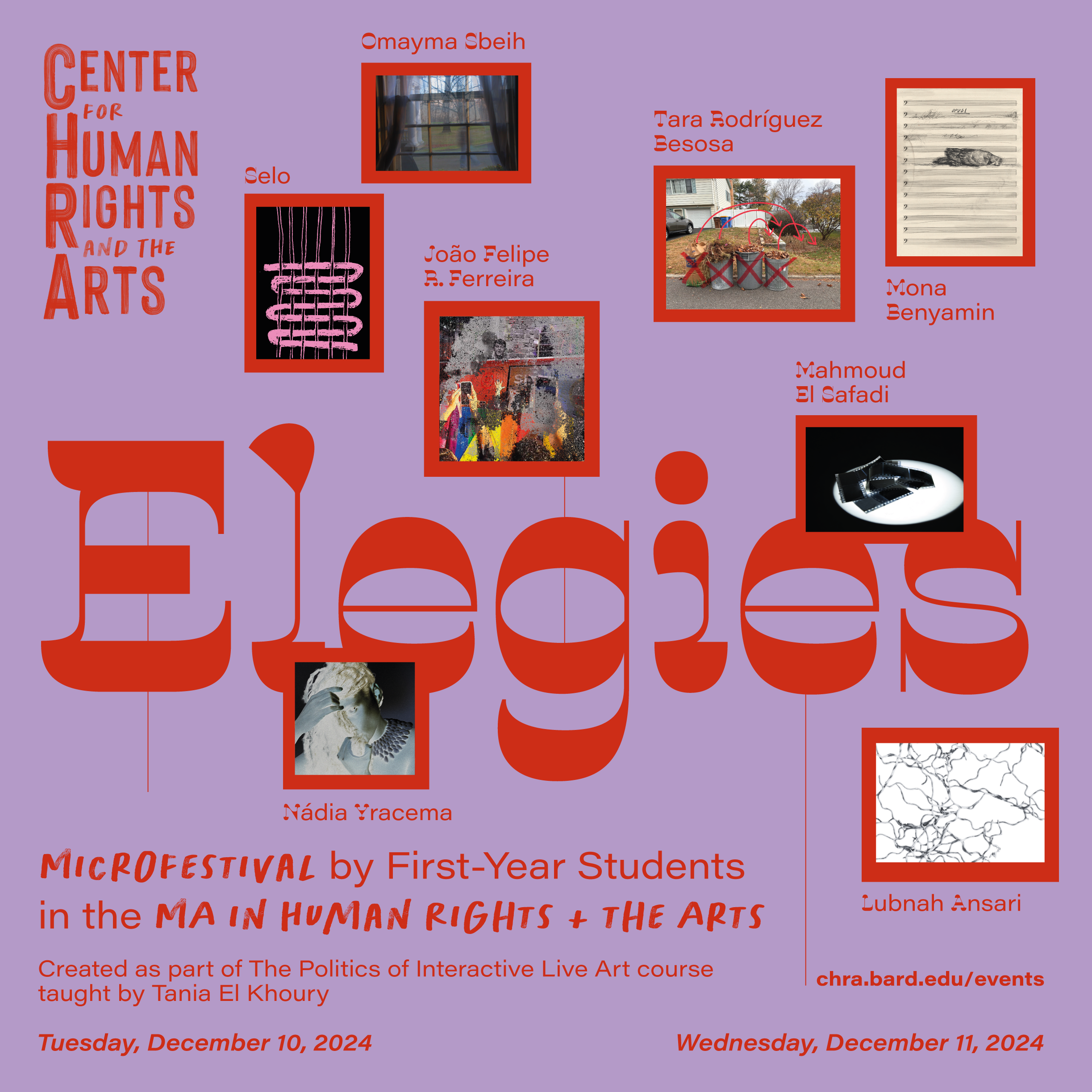 Elegies: First-Year MA Student Microfestival