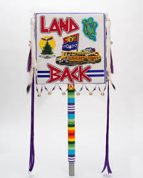 "LAND BACK: Thanksgiving Haudenosaunee Land Protectors". Image Courtesy of Southwestern Association for Indian Arts.