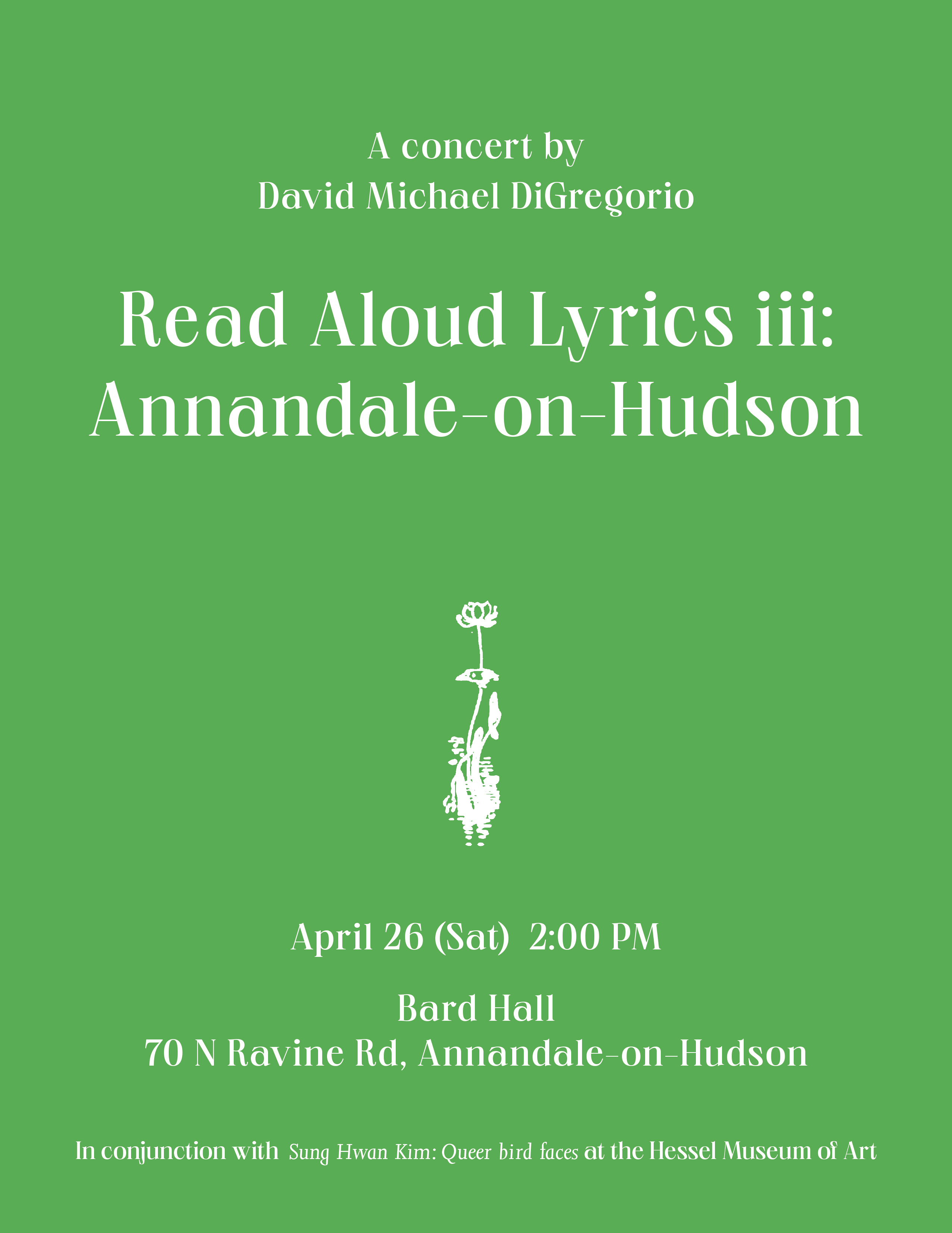 Read Aloud Lyrics iii: Annandale-on-Hudson