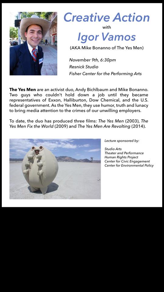 Creative Action&nbsp;with&nbsp;Igor Vamos&nbsp;of&nbsp;the Yes Men!